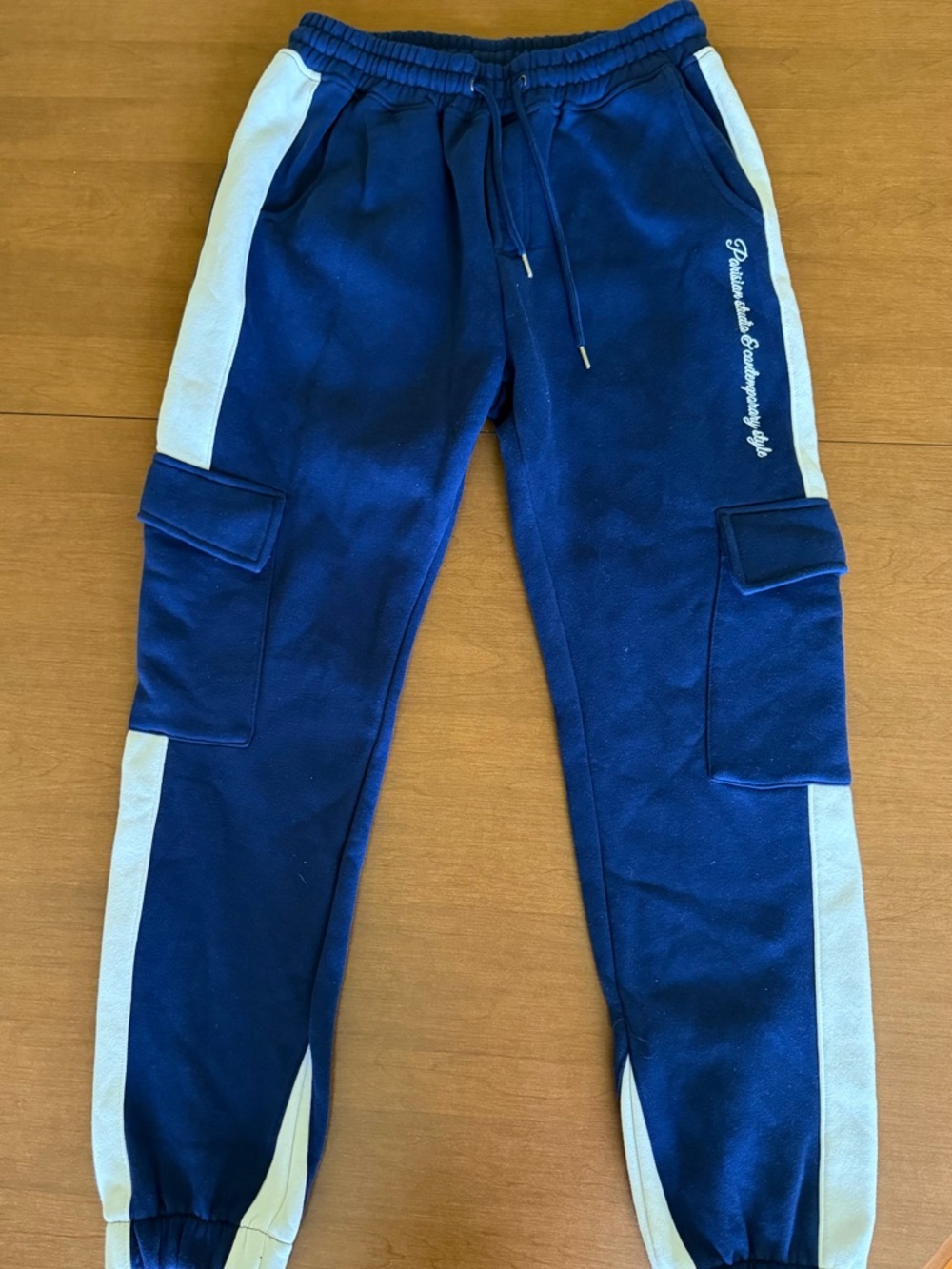 Project Paris Navy & White Side-Stripe Cargo Joggers